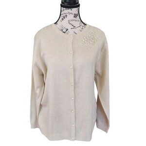 Fragrance Collection Vintage Sweater Women's Size L Beige Long Sleeve